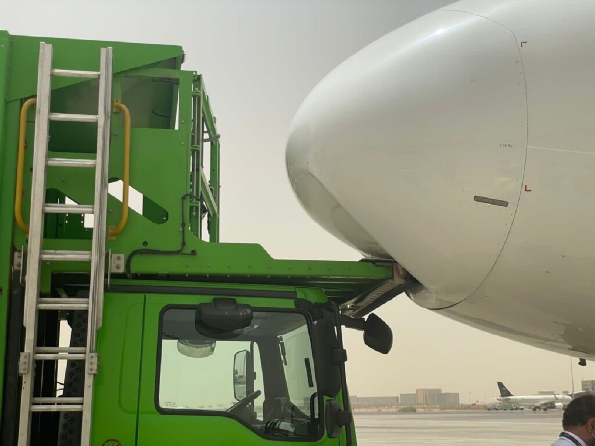 Flyadeal Airbus A320Neo aircraft (HZ-FAP) received major damage