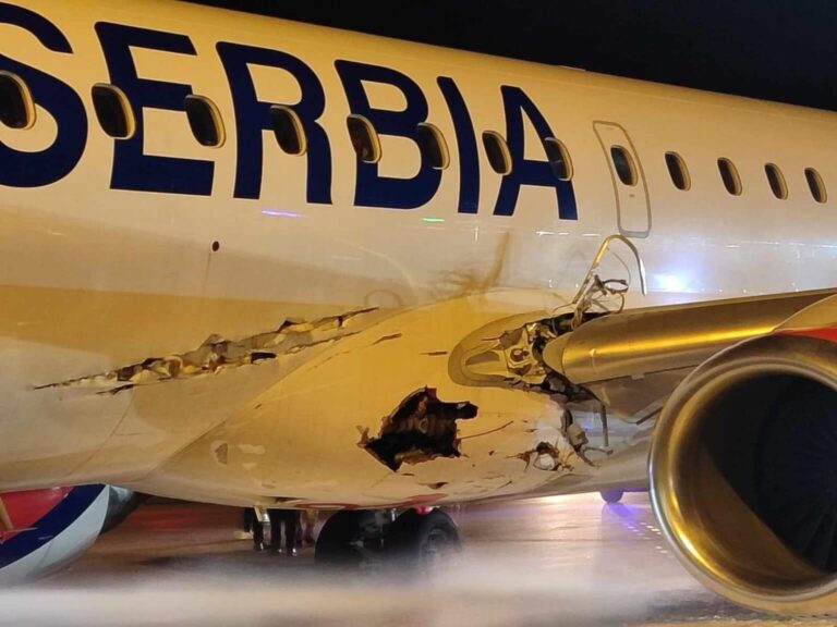 Air Serbia Embraer received serious damage to its fuselage