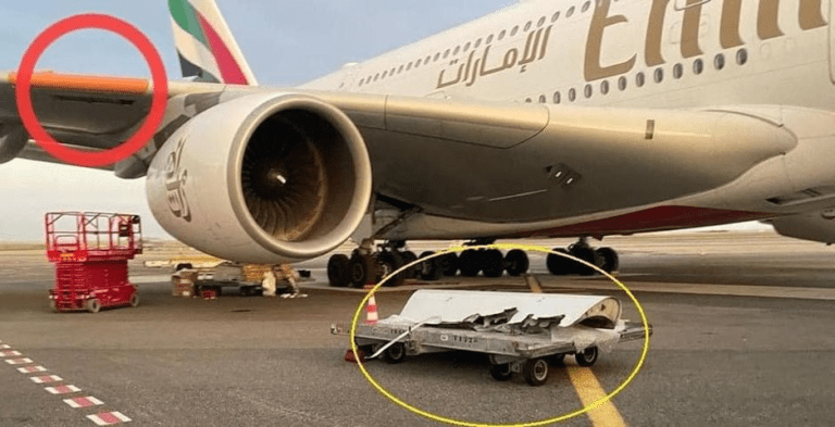 Emirates A380 hit by an unidentified flying object