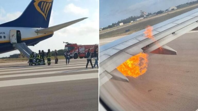 Ryanair aircraft evacuated in Brindisi after engine fire before flight to Torino
