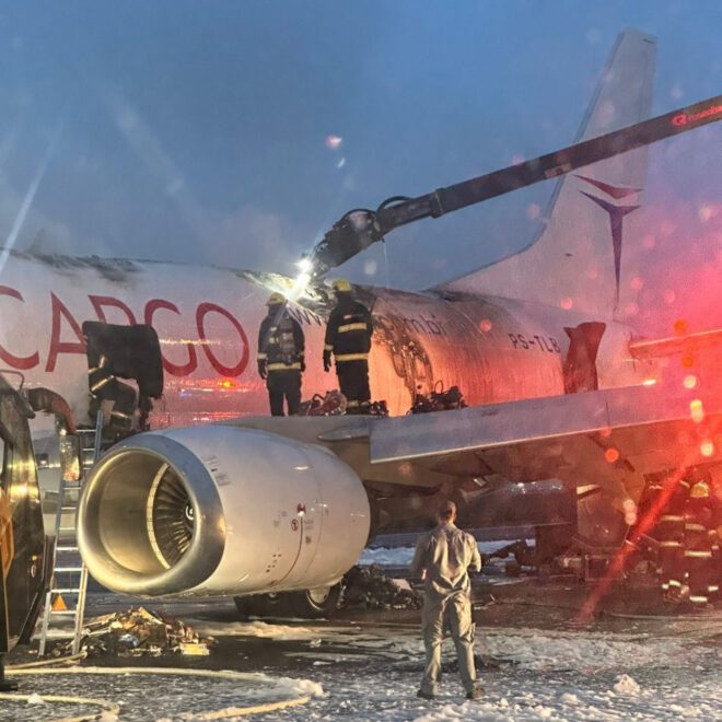 Total B734 at Sao Paulo on Nov 9th 2024, aircraft on fire in flight