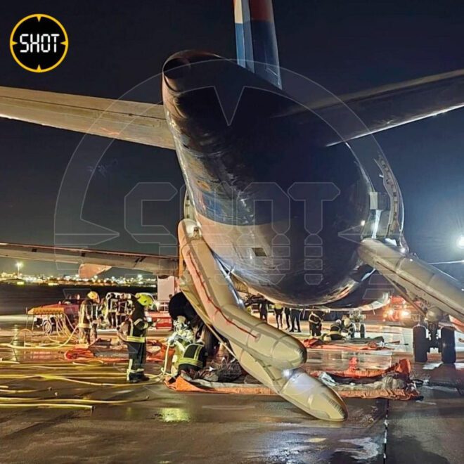 Russian-made plane engine catches fire after landing in Turkey’s Antalya