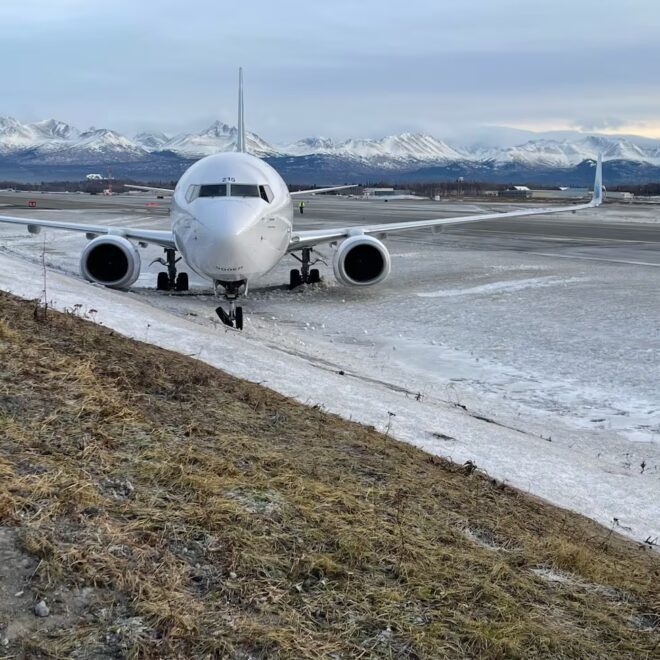 Mechanics ‘inadvertently’ taxi Alaska Airlines plane into ditch at Ted Stevens airport, officials say
