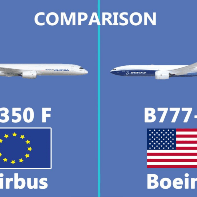 Technical comparison between A350 and B777